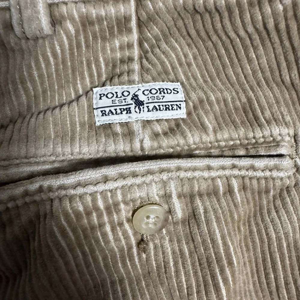 Polo Ralph Lauren Andrew Pants Men 38x32 Corduroy Pleated Vintage Preppy Classic